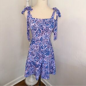 Lilly Pulitzer XS Kailua Smocked Dress in high tides good vibes